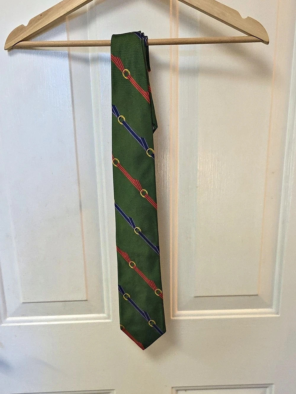 Hickey Freeman Silk Geometric Tie in Green & Purple Like New
